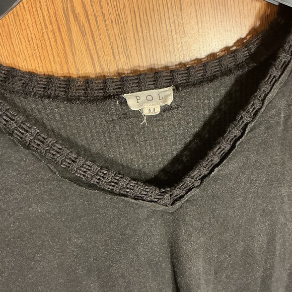 POL Charcoal V-Neck Knit Poncho Top - Picture 3 of 4